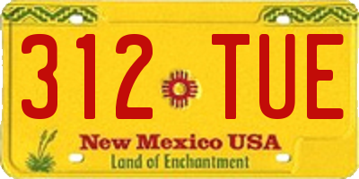 NM license plate 312TUE