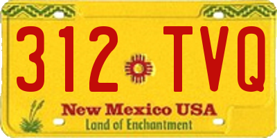 NM license plate 312TVQ
