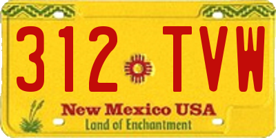 NM license plate 312TVW
