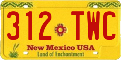NM license plate 312TWC