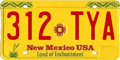 NM license plate 312TYA