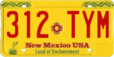 NM license plate 312TYM