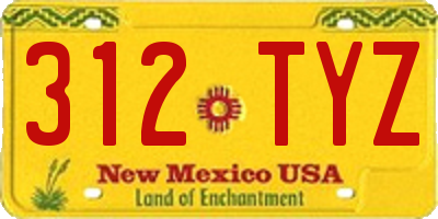 NM license plate 312TYZ