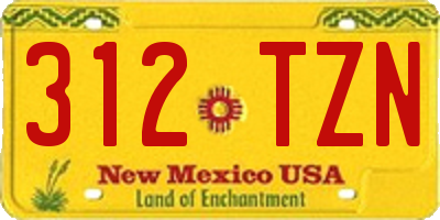 NM license plate 312TZN