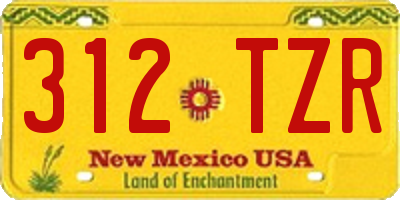 NM license plate 312TZR