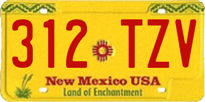 NM license plate 312TZV