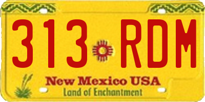 NM license plate 313RDM