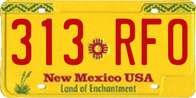 NM license plate 313RFO