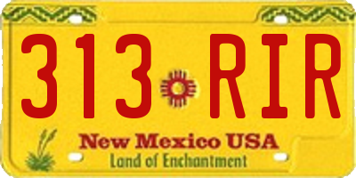 NM license plate 313RIR