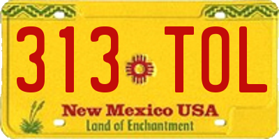 NM license plate 313TOL