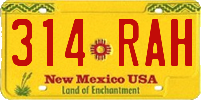 NM license plate 314RAH