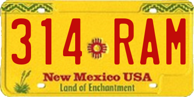 NM license plate 314RAM