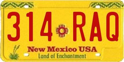 NM license plate 314RAQ