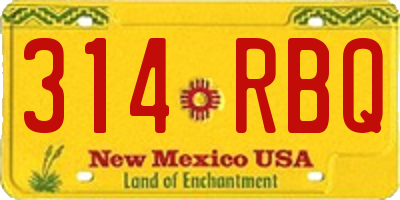 NM license plate 314RBQ