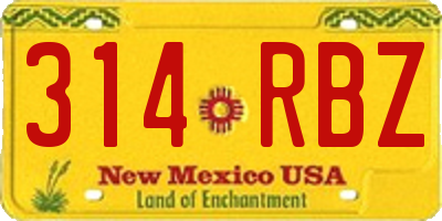 NM license plate 314RBZ