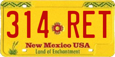 NM license plate 314RET