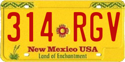 NM license plate 314RGV