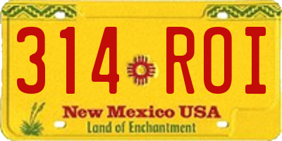 NM license plate 314ROI
