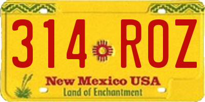 NM license plate 314ROZ