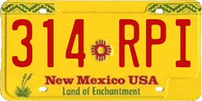 NM license plate 314RPI