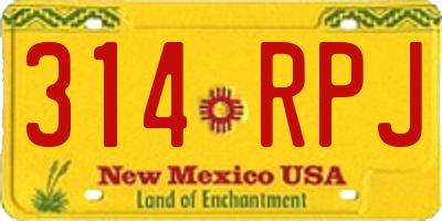 NM license plate 314RPJ