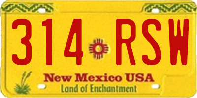 NM license plate 314RSW