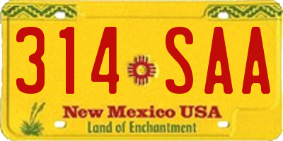 NM license plate 314SAA