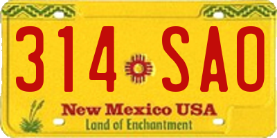 NM license plate 314SAO