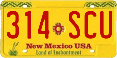 NM license plate 314SCU