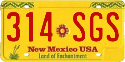 NM license plate 314SGS