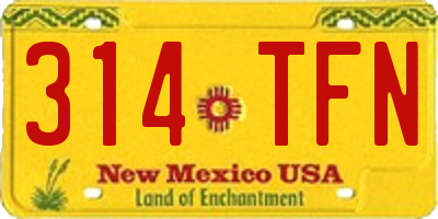 NM license plate 314TFN