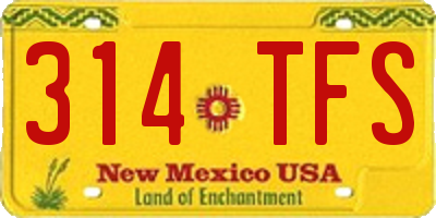 NM license plate 314TFS