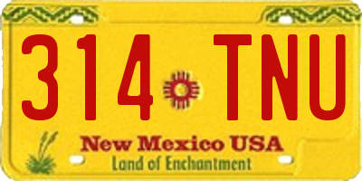 NM license plate 314TNU