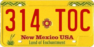 NM license plate 314TOC