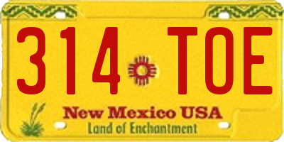 NM license plate 314TOE