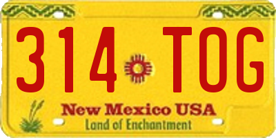 NM license plate 314TOG
