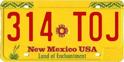 NM license plate 314TOJ