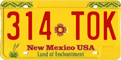 NM license plate 314TOK