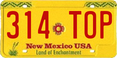 NM license plate 314TOP