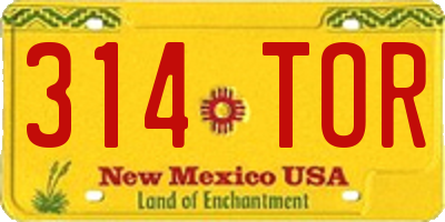 NM license plate 314TOR