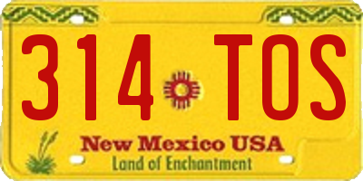 NM license plate 314TOS