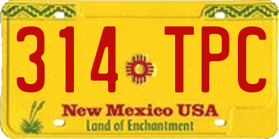 NM license plate 314TPC