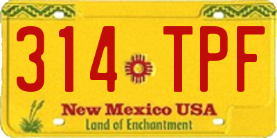 NM license plate 314TPF
