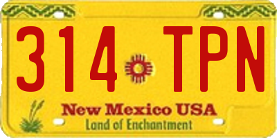 NM license plate 314TPN