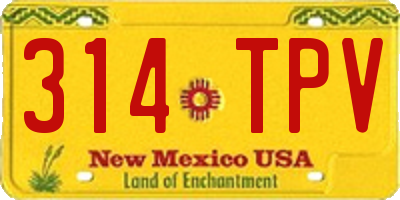 NM license plate 314TPV