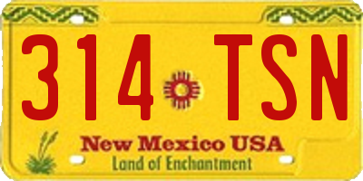 NM license plate 314TSN