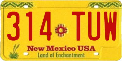 NM license plate 314TUW