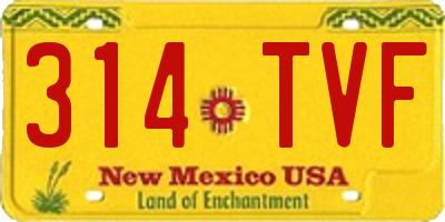 NM license plate 314TVF