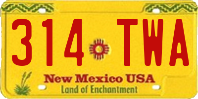 NM license plate 314TWA
