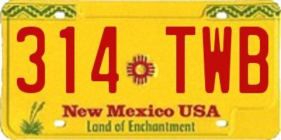 NM license plate 314TWB